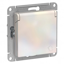 ATN000446 ATLASDESIGN РОЗЕТКА с заземл. со шторк. с крышкой, 16А, IP20, механизм, ЖЕМЧУГ