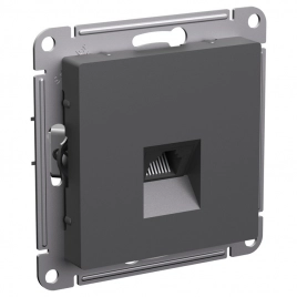 ATN001483 ATLASDESIGN РОЗЕТКА компьютерная RJ45, кат. 5Е, механизм, БАЗАЛЬТ