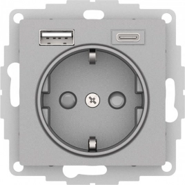 ATN000332 ATLASDESIGN РОЗЕТКА 16А c 2 USB A+C,  механизм, АЛЮМИНИЙ