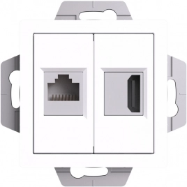 ATN000182 ATLASDESIGN РОЗЕТКА двойная HDMI+RJ45, кат.5Е, механизм, БЕЛЫЙ