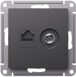 ATN001489 ATLASDESIGN РОЗЕТКА двойная ТВ + компьютерная RJ45, кат. 5Е, БАЗАЛЬТ