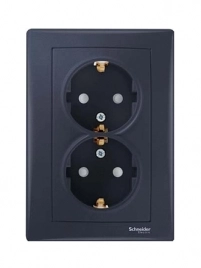 SDN3000670 SEDNA РОЗЕТКА двойная, с зазем. конт., без защит. шторок, 16А, 250В, ГРАФИТ