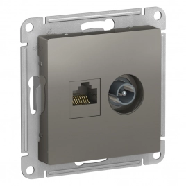 ATN000989 ALASDESIGN РОЗЕТКА двойная ТВ + компьютерная RJ45, кат. 5Е, СТАЛЬ
