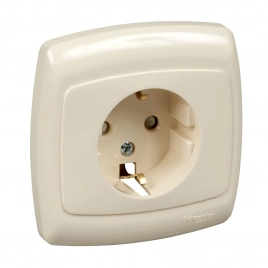 RS16-264-SI РОНДО С/У РОЗЕТКА с заземлением без шторок 16А, 250В, СЛОНОВАЯ КОСТЬ. Россия