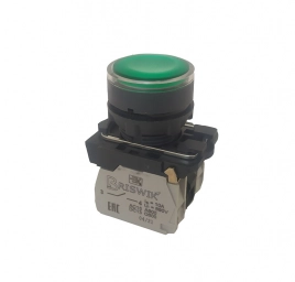 КМЕ 4611м -Л з (220В) 1но+1нз Кнопка зеленая с индикацией LED 220V , IP 65 (XB5AW33M5.BR)