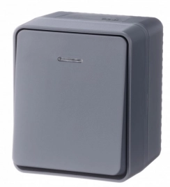 ATN544013 AtlasDesign Profi54 О/У 1-клавишный ВЫКЛЮЧАТЕЛЬ с подсветкой 10 АХ, АНТРАЦИТ, Россия