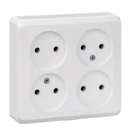 PA16-205B ЭТЮД 4-местная РОЗЕТКА O/У без з/к без шторок 16А 250B, белый. Сделано в России