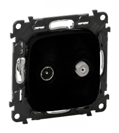 753968 Valena ALLURE.Розетка TV-SAT двухкабельная.С лицевой панелью.Антрацит