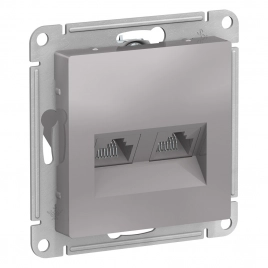 ATN000385 ATLASDESIGN РОЗЕТКА двойная компьютерная RJ45+RJ45, кат.5E, механизм, АЛЮМИНИЙ