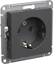 ATN001445 ATLASDESIGN РОЗЕТКА с заземлением со шторками, 16А, механизм, БАЗАЛЬТ