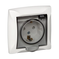 WDE000148 Розетка с з/к со шторками с крышкой IP44,  белый ( 14 шт.)