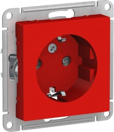 ATN002045 ATLASDESIGN РОЗЕТКА с заземлением со шторками, 16А, механизм, КРАСНЫЙ