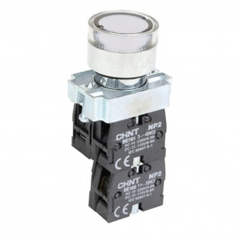 575724 Кнопка управления NP2-BW3165 плоская, белая, 1НО+1НЗ, AC/DC230В (LED), IP40 (R)