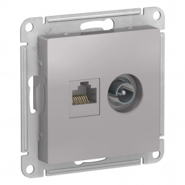 ATN000389 ALASDESIGN РОЗЕТКА двойная ТВ + компьютерная RJ45, кат. 5Е, АЛЮМИНИЙ