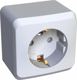 PA16-004B Розетка 2К+З со шторками , белая, откр.проводки (уп.17шт)