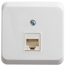 KOMA-001B ЭТЮД РОЗЕТКА О/У компьютерная RJ45 кат.5E, БЕЛЫЙ. Сделано в России