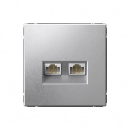 GAL000388 ARTGALLERY РОЗЕТКА двойная компьютерная RJ45+RJ45, кат.6А, механизм, АЛЮМИНИЙ