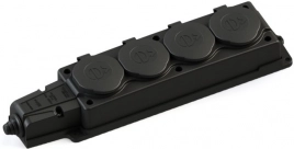 MST4104BK MultiSet Колодка 4х розетка 2К+З каучуковая 16А/250В IP44 Чёрная
