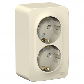 BLNRA011202 BLANCA О/У РОЗЕТКА двойная с заземлением со шторк., 16А, 250В, МОЛОЧНЫЙ ***снято с поставок