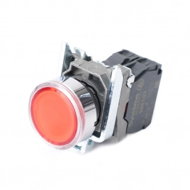SB4BW34M2 Кнопка SB4 с подсвет в сборе модуль 22мм красная металл 230-240ВAC 1НЗ