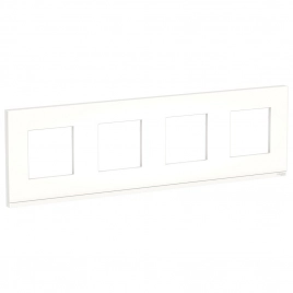 NU600889 UNICA PURE рамка 4-постовая, горизонтальная, МАТОВОЕ СТЕКЛО/белый