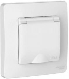 BLNRS441111 BLANCA С/У IP44 РОЗЕТКА с заземл. со шторк., с крышкой, 16А, 250В, БЕЛЫЙ