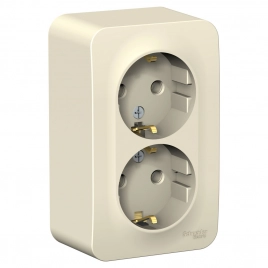 BLNRA010212 BLANCA О/У РОЗЕТКА двойная с заземл. без штор. ИЗОЛ.ПЛ.,16А, 250В, МОЛОЧНЫЙ