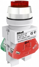 25048DEK Выкл. кноп. ABLFP D30 КРАСНЫЙ LED 220В ВK-30