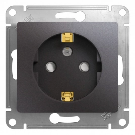 GSL001345 GLOSSA РОЗЕТКА с заземлением со шторками,16А, 250В, механизм, ГРАФИТ