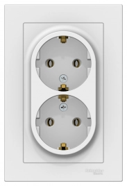 ATN001324 ATLASDESIGN РОЗЕТКА двойная с заземлением, 16А, в сборе, ЛОТОС