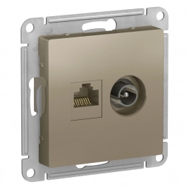 ATN000589 ALASDESIGN РОЗЕТКА двойная ТВ + компьютерная RJ45, кат. 5Е, ШАМПАНЬ