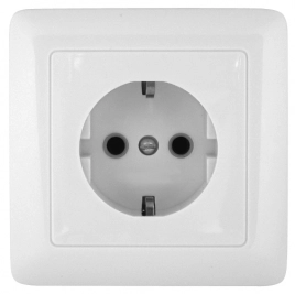 RA16-003-1M-B ПРИМА О/У РОЗЕТКА с зазем. со штор. МОНТ. ПЛ.16А 250В, БЕЛЫЙ,опт.уп. Россия         