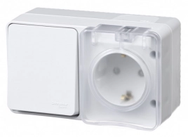 ATN540170 AtlasDesign Profi54 О/У БЛОК: РОЗ. з/к со шт. 16А 250B, ВЫКЛ.1-клав.10А, БЕЛЫЙ, Россия