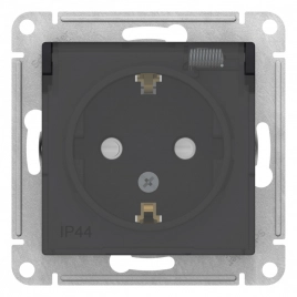 ATN441046 ATLASDESIGN РОЗЕТКА с заз с шт с кр IP44 мех КАРБОН