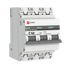 mcb4763-3-50C-pro Автоматический выключатель 3P 50А (C) 4,5kA ВА 47-63 EKF PROxima