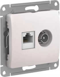 GSL000689 GLOSSA РОЗЕТКА двойная ТВ + компьютерная RJ45, кат. 5Е, механизм, ПЕРЛАМУТР ***снято с поставок