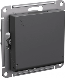 ATN001446 ATLASDESIGN РОЗЕТКА с заземл. со шторк. с крышкой, 16А, IP20, механизм, БАЗАЛЬТ