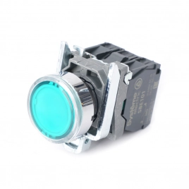 SB4BW33M5 Кнопка SB4 с подсвет в сборе модуль 22мм зеленая металл 230-240ВAC 1НО+1НЗ