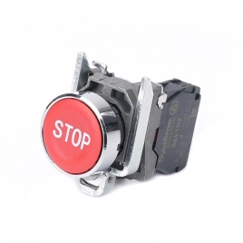 SB4BA4342 Кнопка SB4 в сборе модульная 22мм красная металл 1НЗ с маркировкой "STOP"