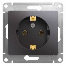GSL001343 GLOSSA РОЗЕТКА с заземлением,16А, 250В, механизм, ГРАФИТ