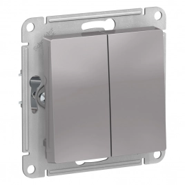 ATN440351 ATLASDESIGN AQUA 2-клавишный ВЫКЛЮЧАТЕЛЬ, IP44, сх.5, 10АХ, механизм, АЛЮМИНИЙ