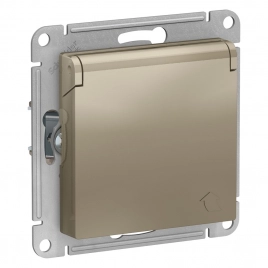 ATN000546 ATLASDESIGN РОЗЕТКА с заземл. со шторк. с крышкой, 16А, IP20, механизм, ШАМПАНЬ