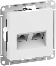 ATN000188 ATLASDESIGN РОЗЕТКА двойная компьютерная RJ45+RJ45, кат.6А, механизм, БЕЛЫЙ