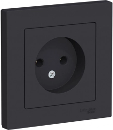 ATN001040 ATLASDESIGN РОЗЕТКА без заземления, 16А, в сборе, КАРБОН