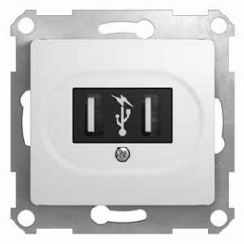GSL000132 GLOSSA USB РОЗЕТКА, БЕЛЫЙ*снято с поставок*
