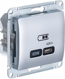 GSL000327 GLOSSA USB РОЗЕТКА тип-C 65W высокоскор.заряд. QC, PD, механизм, АЛЮМИНИЙ