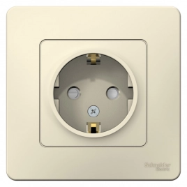 BLNRS001112 BLANCA С/У РОЗЕТКА с заземлением со шторками, 16А, 250В, МОЛОЧНЫЙ