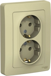 BLNRS001027 BLANCA С/У РОЗЕТКА двойная с заземлением без шторок, 16А, 250В, БЕЖЕВЫЙ