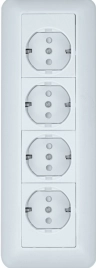 RA16-411M-BI ПРИМА О/У РОЗЕТКА 4-мест. с зазем. со шт.МОНТ.ПЛ.16А 250В, БЕЛЫЙ,розн.уп.Россия