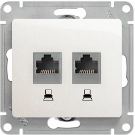 GSL000685KK GLOSSA РОЗЕТКА двойная компьютерная RJ45+RJ45, кат.5E, механизм,ПЕРЛАМУТР